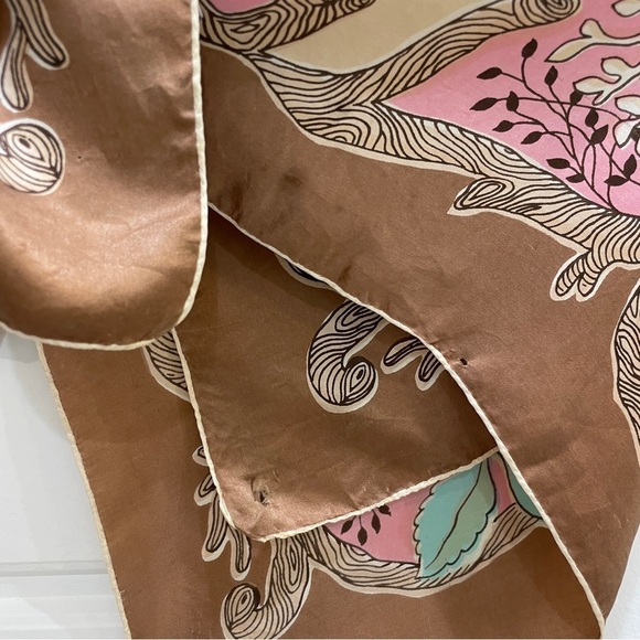 Silky Square Scarf with Yellow Roses & Twiggy Floral Vine Pattern - Picture 9 of 11